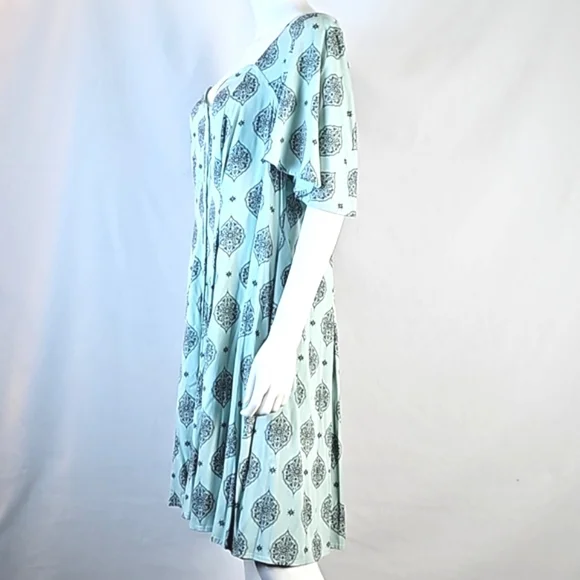 NWT Torrid Stretch Rayon Mint Green & Black Medallion Print Flutter Slee… - Picture 5 of 16